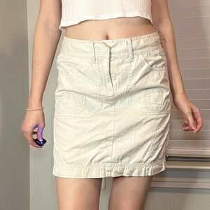 Tan mini cargo skirt